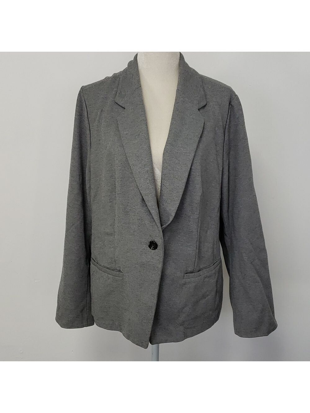 Lane Bryant Grey Tailored Spandex Stretch Blazer sz 26 EUC